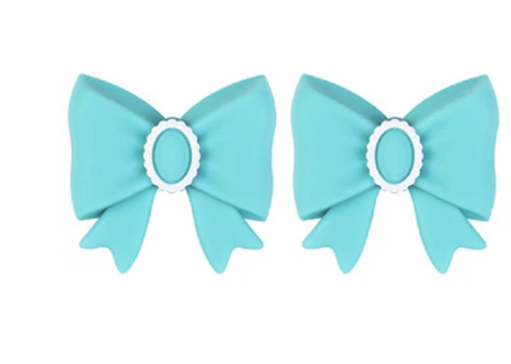 3D Turquoise Bow Western Silicone Focal Bead