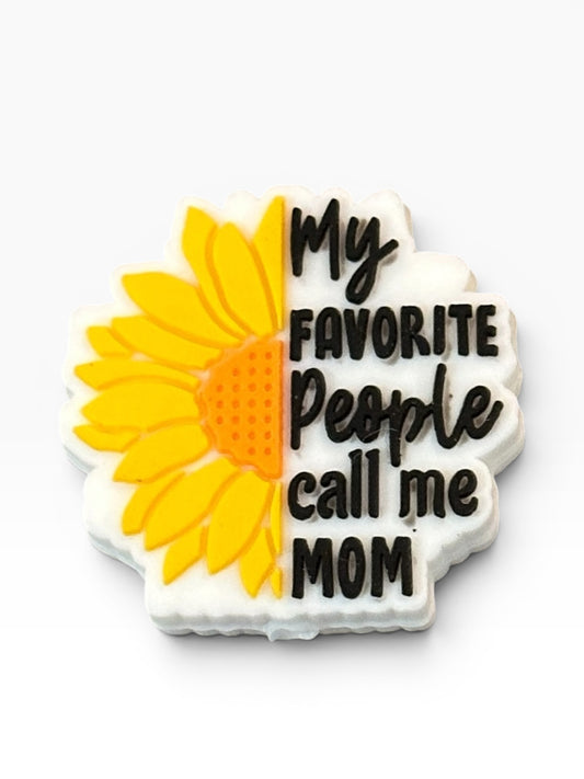Mama Mom Sunflower Silicone Focal Bead