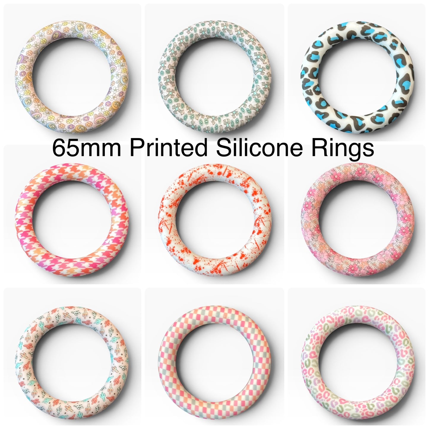 65mm Printed Silicone Rings with Holes